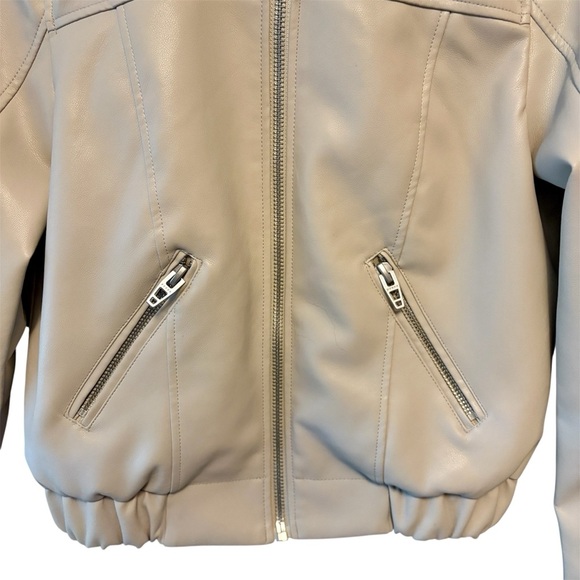 BlankNYC Faux Soft Leather Bomber Jacket, On Me Cream, Womens size Small - Picture 3 of 12